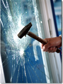 smashed window